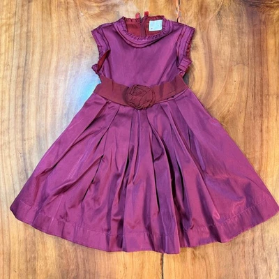 Lanvin Paris Petite Girls Dress 4 Years Designer Satin party Italy Formal L19 - Image 1 of 4