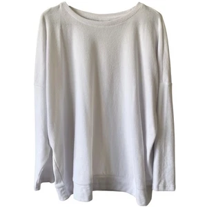 BELLE BEACH BY KIM GRAVEL NWOT French Terry Long Sleeve Top White Size Large - Picture 1 of 4