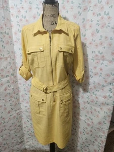SHARAGANO, VESTIDO CAMISERO MUJER AMARILLO POLI BL MANGA 3/4 CINTURÓN CON PKTS, TALLA 12 - Imagen 1 de 10