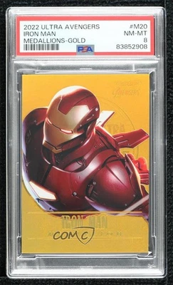 Fleer Ultra Avengers Medallions Gold 2022 75/200 Iron Man #M-20 PSA 8 0p4d Foto 1 de 3