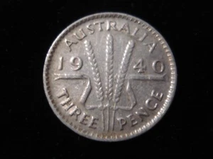 Australian 1940 Sterling Silver Threepence Coin Predecimal KGVI - Picture 1 of 2