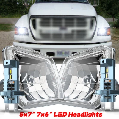 Par de faros LED 5x7" 7x6" haz alto/bajo DRL para Ford F650 F750 2000-2014 Foto 1 de 4