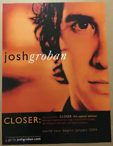 JOSH GROBAN Rare 2003 TOUR PROMO POSTER for Closer CD USA 18x24 NEVER DISPLAYED - Picture 1 of 2
