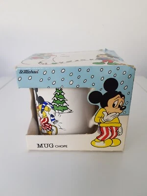 Vintage Disney Christmas Cup Mug Mickey Mouse Minnie Pluto New St Michael's - Image 1 of 4