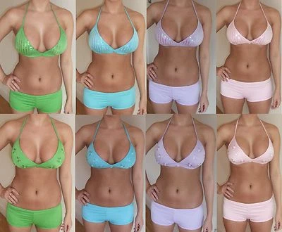 ASSTD 2 PIECE BIKINI SET TRIANGLE TOP + SHORTS CHOOSE COLOUR + STYLE TANKINI