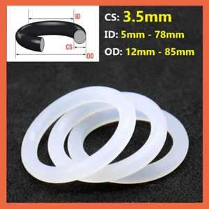 Silicone Rubber O Rings Gasket Food Grade Oring Cross Section 3.5mm ID 5mm-78mm - Picture 1 of 11