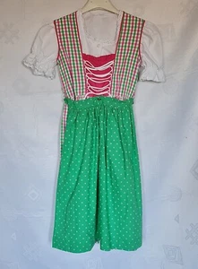 DRESS VINTAGE USAR TRACHTEN OKTOBERFEST DIRNDL PLAID GIRL SET-SIZE:US 8/EU:128 - Picture 1 of 7