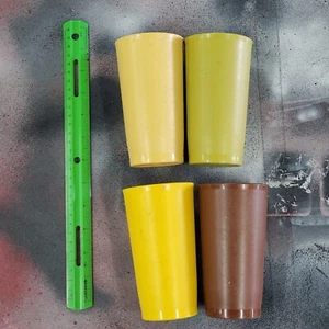 VTG 70s Lot Of 3 Tupperware Tumbler Juice Cups Harvest Yellow 118L - Picture 1 of 3