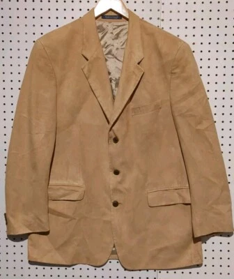 Chaqueta de Traje para Hombre Lord Taylor 42 Gamuza Marrón Doble Pecho Bolsillos Foto 1 de 4