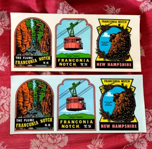 Vintage New Hampshire NH White Mtns. Souvenir Car Decals Old Man of the Mountain - Picture 1 of 2
