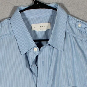 Five Four Shirt Mens 2Xl Button Up Long Sleeve Blue Striped - Picture 1 of 10