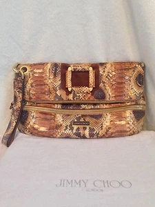 NEU Jimmy Choo braun Python Schlangenleder MARIN Handtasche Clutch $ 2.495 - Bild 1 von 11