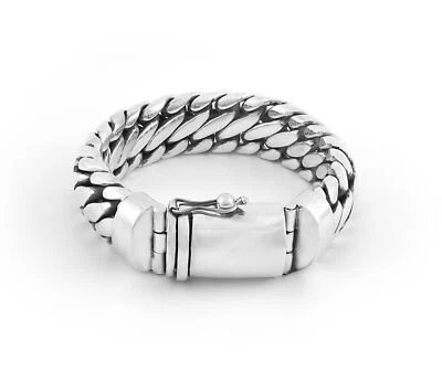 Grasso Bracciale a Catena 18mm 925er Argento 17-25cm Dreigliedrig Pesante Viking - Immagine 1 di 4