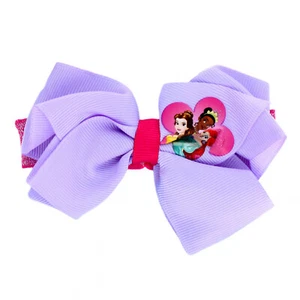 Disney Princess Purple Glitter Elastic Hair Band Headband Hair Bow for Girls - Picture 1 of 3