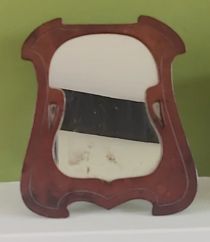 Antique Arts And Crafts Movement Tooled Leather Mirror Cover