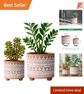 Set of 2 Terracotta Planter Pots 4 & 6 Inch Indoor Outdoor Flower Decor - Picture 1 of 9