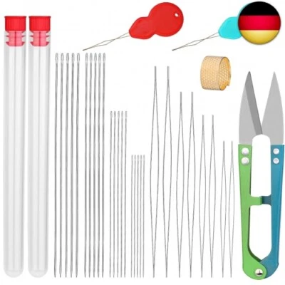 28 Stück Perlennadel Set mit 20 Stück Langen Geraden Perlenfadennadeln + 8 G - Bild 1 von 4