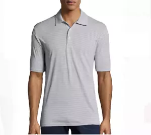 Hanes Sport Men's Performance Striped Polo Grey/White Size: 2XL (po) - Picture 1 of 3
