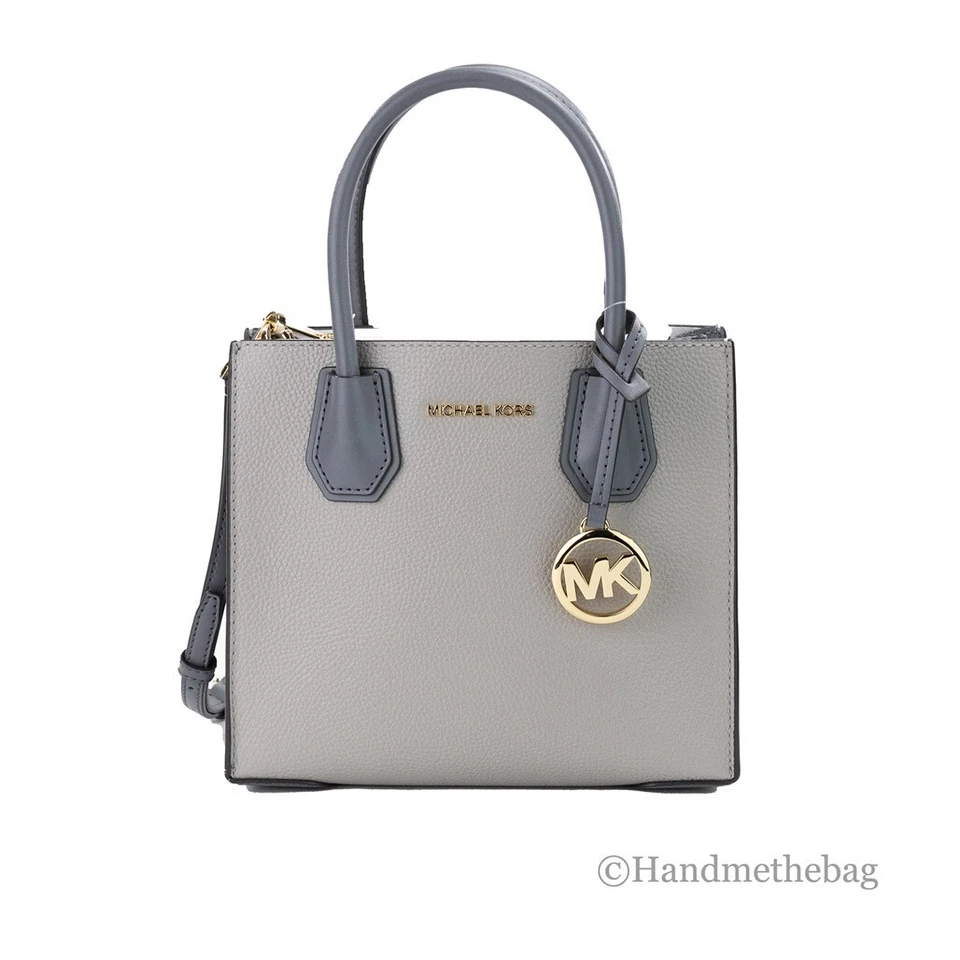Michael Kors Mercer Pebble Leather Crossbody Bag Pearl - Gray (35S1GM9M2L)