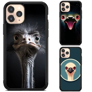 block print ostrich happy For iPhone 11 12 13 14 Pro Max Tough Case - Picture 1 of 25