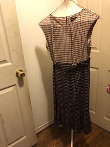 Annotated Windowpane Multi Fit And Flare Dress-Size 12-Free Shipping - Picture 1 of 2