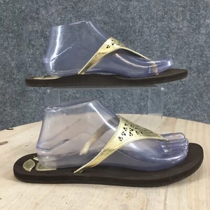Reef Sandals Womens 10 Open Toe Flip Flops Flats Gold Faux Leather Slip On - Picture 1 of 16