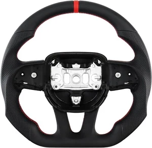 LOSCHEN D-Shape Leather Steering Wheel Dodge Charger Challenger Jeep SXT RT SRT - Picture 1 of 5