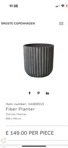 Broste Copenhagen Fiber Planter ø50 - Charcoal Fibre clay - Picture 1 of 3