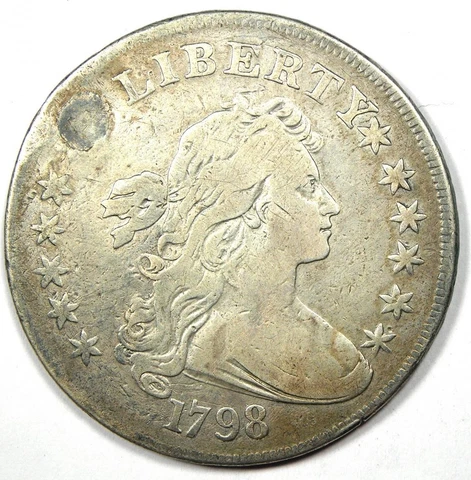 1798 Draped Bust Silver Dollar $1 Coin - VF Detail (Plugged) - Rare Coin Cover