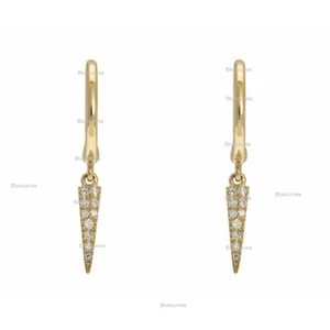 Orecchini cerchi goccia a punta diamanti naturali pavè oro giallo 18 kt regalo gioielli nuovi - Foto 1 di 2