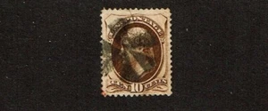 1873 U.S. CLASSIC 10c Brown JEFFERSON FANCY CANCEL w Secret Mark Sc#161 See Note - Picture 1 of 1