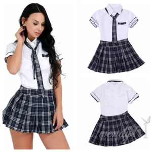 Halloween Women's School Girl Cosplay Costume Students Fancy Uniform Tops Dress - Picture 1 of 12