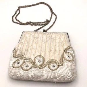 Vintage La Regale Created by Diga Off White Beaded Sequined Evening Purse 1950’s - Picture 1 of 11