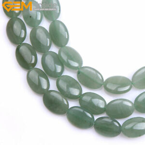 Oval Green Jade Aventurine Loose Beads For Jewelry Making Strand 22 Pcs 13x18mm 