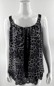 Lane Bryant Leopard Print Black Gray Flowy Womens Sleeveless Tank Top Size 20 - Picture 1 of 6
