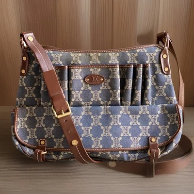 Vintage CELINE Paris Macadam Signature Denim Flap Messenger Bag Y2K Shoulder - Image 1 of 4