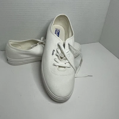 Keds Shoes Womens Size 10 White Canvas Lace Up Casual Sneakers WF65859 Classic - Image 1 of 4
