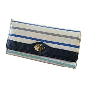 Safe Keeper Womens Organizer Wallet RFID Multi Stripe Bifold Snap Faux Leather - Picture 1 of 16