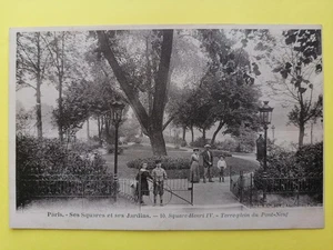 CPA PARIS Ses Squares et Jardins SQUARE HENRI IV Terre-plein du PONT-NEUF Animés - Imagen 1 de 1