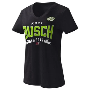 Women's G-III 4Her by Carl Banks Black Kurt Busch Dream Team V-Neck T-Shirt - Picture 1 of 1
