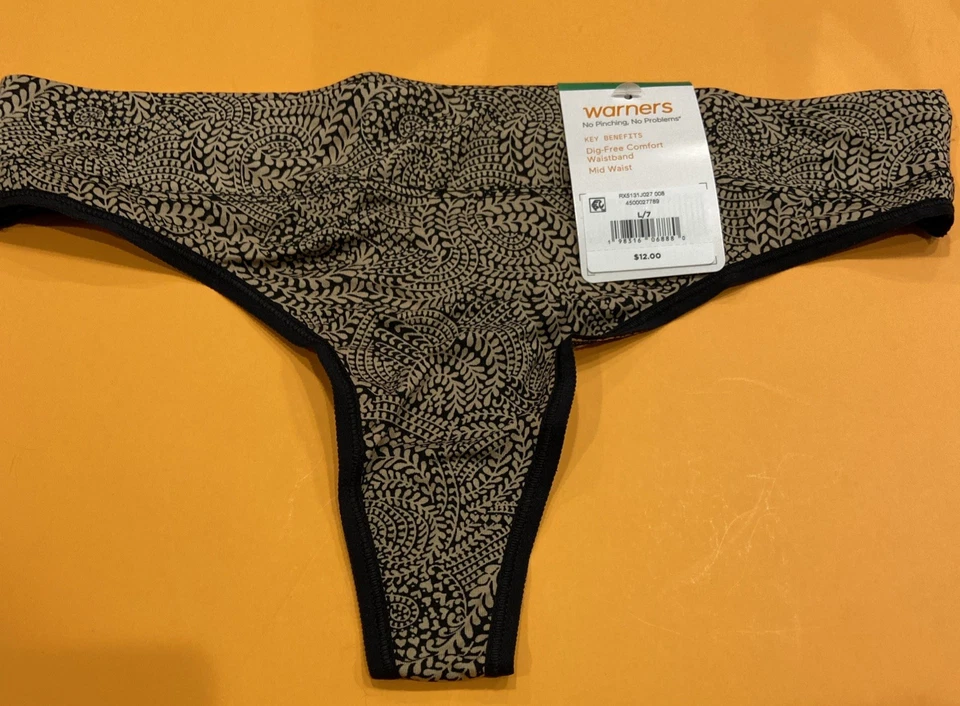 Bragas de Tanga Warners Negro Abstracto SIN PELLIZCOS, SIN PROBLEMAS / GRANDES / 7 Foto 1 de 4