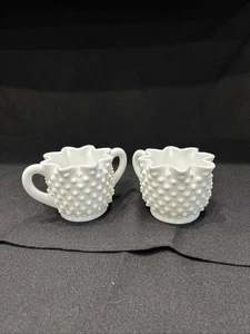 VTG Creamer &Sugar Bowl Star Shaped Rim & Milk Glass Hobnail 2.75" T X 3.75”W - Picture 1 of 4
