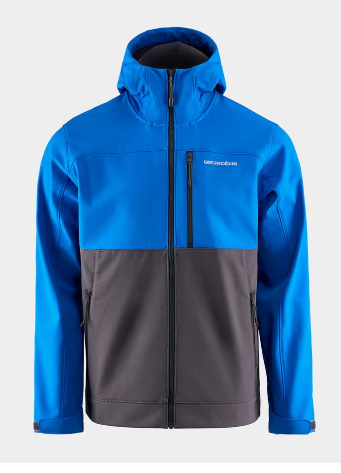 Ветрозащитная флисовая куртка с капюшоном Grundens Bulkhead Softshell для рыбалки синяя 20059 - Изображение 1 из 1