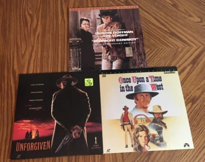 Laserdisc Lot Of 3 Western LDs Unforgiven Midnight Cowboy Once Upon A Time.. - Image 1 of 4