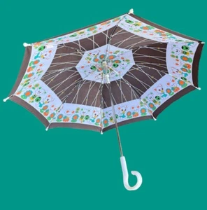 UMBRELLA Child’s Brown Animal Design  Umbrella, 1970’s Vintage Old Stock NEW - Picture 1 of 9
