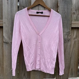 Kobe Lettuce Knit Sweater Cardigan Button Up Plain Long Sleeve Pink No Size - Picture 1 of 6