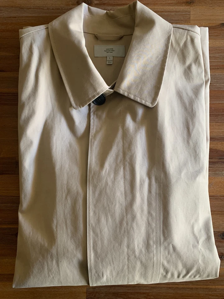 JACK SPADE Mac Rain Coat Masculino GRANDE BEGE SEM FORRO ALGODÃO LIGADO NOVO (SEM ETIQUETAS) - Imagem 1 de 4