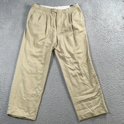 Pantalones para hombre Ermenegildo Zegna 36x28 doble plisado mezcla de lana de seda con puños Foto 1 de 4