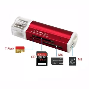 Kartenlesegerät Kartenleser Card Reader Micro SD MMC M2 USB Stick in Rot - Bild 1 von 3