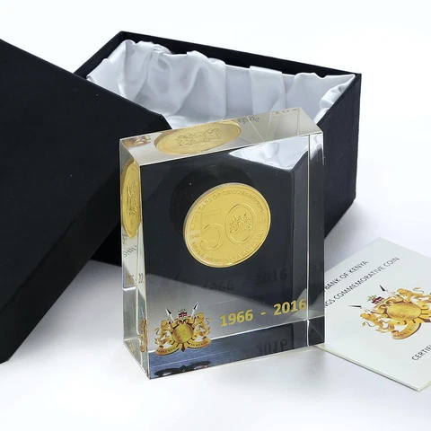 Kenya 50 shillings 50th Anniversary of Central Bank gilded NiBrass coin 2016 Cover